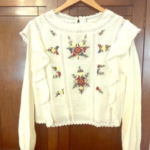 Free People Embroidered Peasant Top